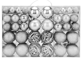 Confezione 100 Palline di Natale Colore Silver, Palle di Natale Diametro 3/4/6 cm, Addobbi E Decorazioni per Albero di Natale, Colore Argento