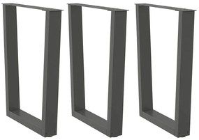 Gambe Tavolo Pranzo A V 3 Pz Antracite 70x(72-73,3)cm Acciaio /