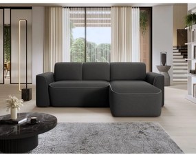 Divano angolare grigio scuro (con penisola a destra/con chaise lounge) e rivestimento in bouclé Ume – ELTAP