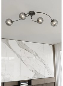 Lampada da soffitto in acciaio e vetro VIBRA 4 da interno 4xE14 Colore del corpo Nero e Grafite