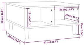 Tavolino da Salotto Rovere Marrone 60x60x30 cm in Truciolato