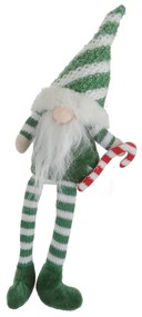 Gnomo Natale gambemolli 30 cm righe verde bianco