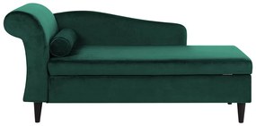 Chaise longue velluto verde smeraldo e legno scuro sinistra LUIRO Beliani