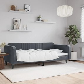 Letto Da Giorno Grigio Scuro 100x200 Cm İn Velluto /