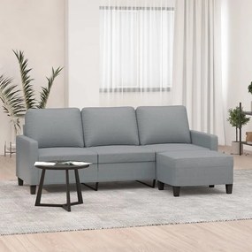 Divano A 3 Posti Con Poggiapiedi Grigio Chiaro 180cm İn Tessuto /