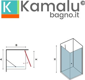 Box doccia angolare 90x90 battente 90cm e fisso 90cm modello KS2800S - KAMALU