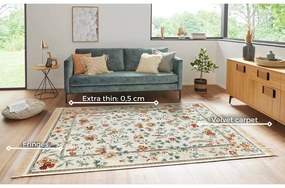 Tappeto in viscosa crema 95x140 cm Oriental Flowers - Nouristan