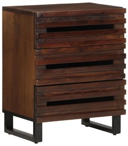 Comodino Marrone 50x34x62 Cm İn Legno Massello Di Mango /