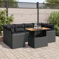 Set Divani da Giardino con Cuscini 7pz Nero Polyrattan 3327002