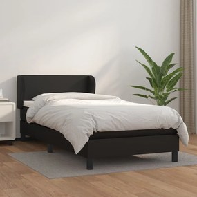 Giroletto A Molle Con Materasso Nero 90x190 Cm İn Similpelle /