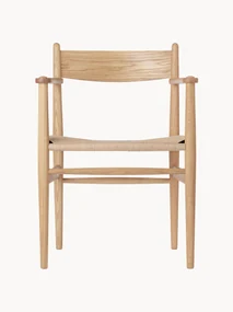 Sedia con braccioli in legno con seduta intrecciata CH37
