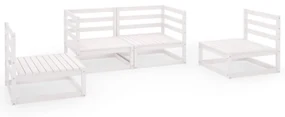 Set divani da giardino 4 pz bianco in legno massello di pino