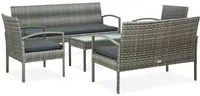 Set Divani da Giardino 5pz con Cuscini in Polyrattan Grigio 45790