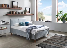 Letto matrimoniale imbottito azzurro con rete inclusa 140x200 cm Piano – Meise Möbel