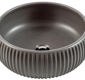 Lavabo da appoggio Lavandino color cemento grigio opaco CIPI tondo piletta non inclusa in cemento grigio opaco piletta non inclusa
