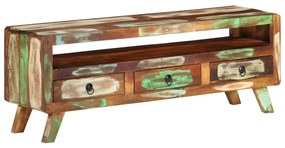 Mobile Porta Tv Multicolore 110x30x40 Cm İn Legno Di Recupero /