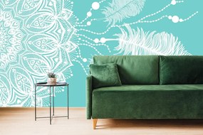 Carta da parati – Mandala magico su sfondo verde