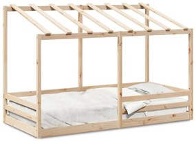 Letto Per Bambini Con Tetto 100x200 Cm Legno Massello Di Pino /