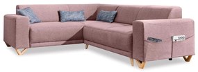 Divano angolare rosa allungabile e con contenitore (con penisola a sinistra/a L) Classy Sophie – Miuform