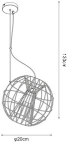Zuma Line P17212 - Lampadario su corda MARL 1xE27/60W/230V nero