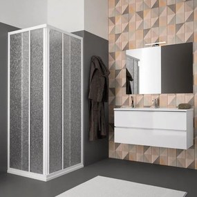 Box doccia angolare con porta scorrevole, vetro smerigliato 1.4 mm, L 79-89 cm x L 89 cm, H 185 cm, bianco Opale