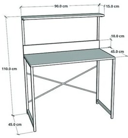 Scrivania Stile Industrial 90x45x110 Con Ripiano Superiore Adam Rovere