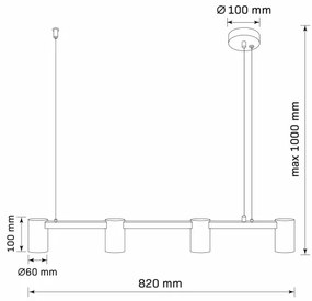 Lampadario a sospensione con filo MARIBEL 4xGU10/10W/230V nero