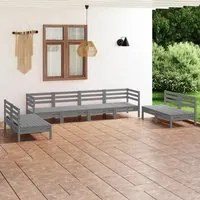 Set Divani da Giardino 8 pz Grigio in Legno Massello di Pino cod mxl 36486