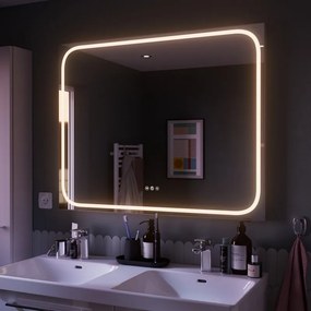Specchio bagno con illuminazione led integrata Remix SENSEA L 100 x H 80 x P 3 cm cromo