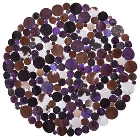 Tappeto pelle marrone e viola ⌀ 140 cm SORGUN Beliani