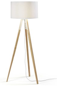 Kave Home - Lampada da terra Iguazu, bianco e legno