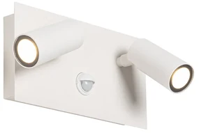 Lampada da parete per esterni bianca con LED 2 luci sensore di movimento - Simon