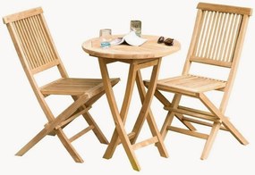 Set da bistrò pieghevole da giardino in legno di teak Fun, set da 3