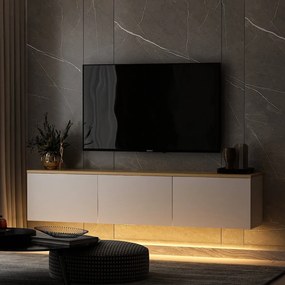 Mobile TV bianco-naturale effetto rovere 160x35x32 cm Neon - Kalune Design