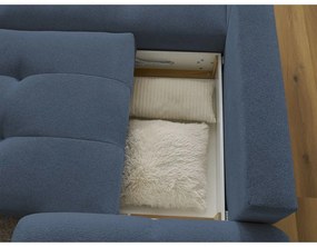 Divano angolare blu allungabile/con contenitore (con penisola a sinistra/con chaise lounge) con rivestimento in ciniglia Roxelane – Bobochic Paris