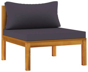 Set divani da giardino 2pz cuscini grigio scuro massello acacia