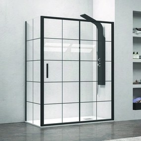 Kamalu - cabina doccia colore nero 110x90 vetro con riquadri neri nico-d3000s