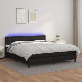 Giroletto A Molle Con Materasso E Led Nero 160x200cm Similpelle /