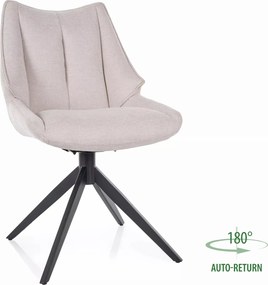 Sedia Coda Brego in tessuto beige chiaro Brego 22 con struttura in metallo nero opaco e seduta girevole auto-return – 56x91 cm