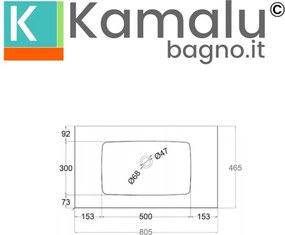 Lavabo da incasso per mobili 80,5 cm in keratek bianco opaco | KK-8050BEL - KAMALU