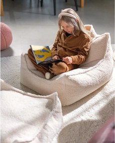 Pouf a sacco per bambini color crema con rivestimento in bouclé Square – Wigiwama