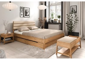 Letto matrimoniale in legno di quercia di colore naturale 180x200 cm Twig - The Beds