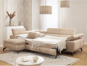 Divano angolare beige (con penisola a sinistra/a L) con rivestimento in ciniglia Marbeya – Ropez