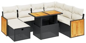 Set Divani da Giardino con Cuscini 8 pz Nero in Polyrattan