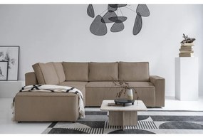 Divano letto angolare in velluto a coste beige Brave Dave - Miuform