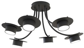 Plafoniera Moderna Giunone Acciaio Nero 6 Luci Gx53 Ip20