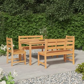 Set Da Pranzo Per Giardino 5 Pz İn Legno Massello Di Teak /