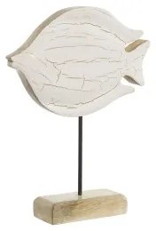 Statua Decorativa Home ESPRIT Bianco Naturale Pesce Mediterraneo 18 x 5 x 24 cm