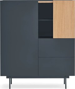 Cassettiera alta in rovere decorato in colore antracite-naturale 100x45 cm Otto - Teulat