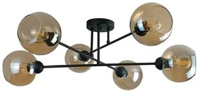 Lampadario a sospensione con supporto rigido VASCO 6xE27/60W/230V nero/fumé beige